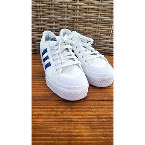 Adidas Womens White & Blue Canvas Sneakers Size 6.5 Nizza